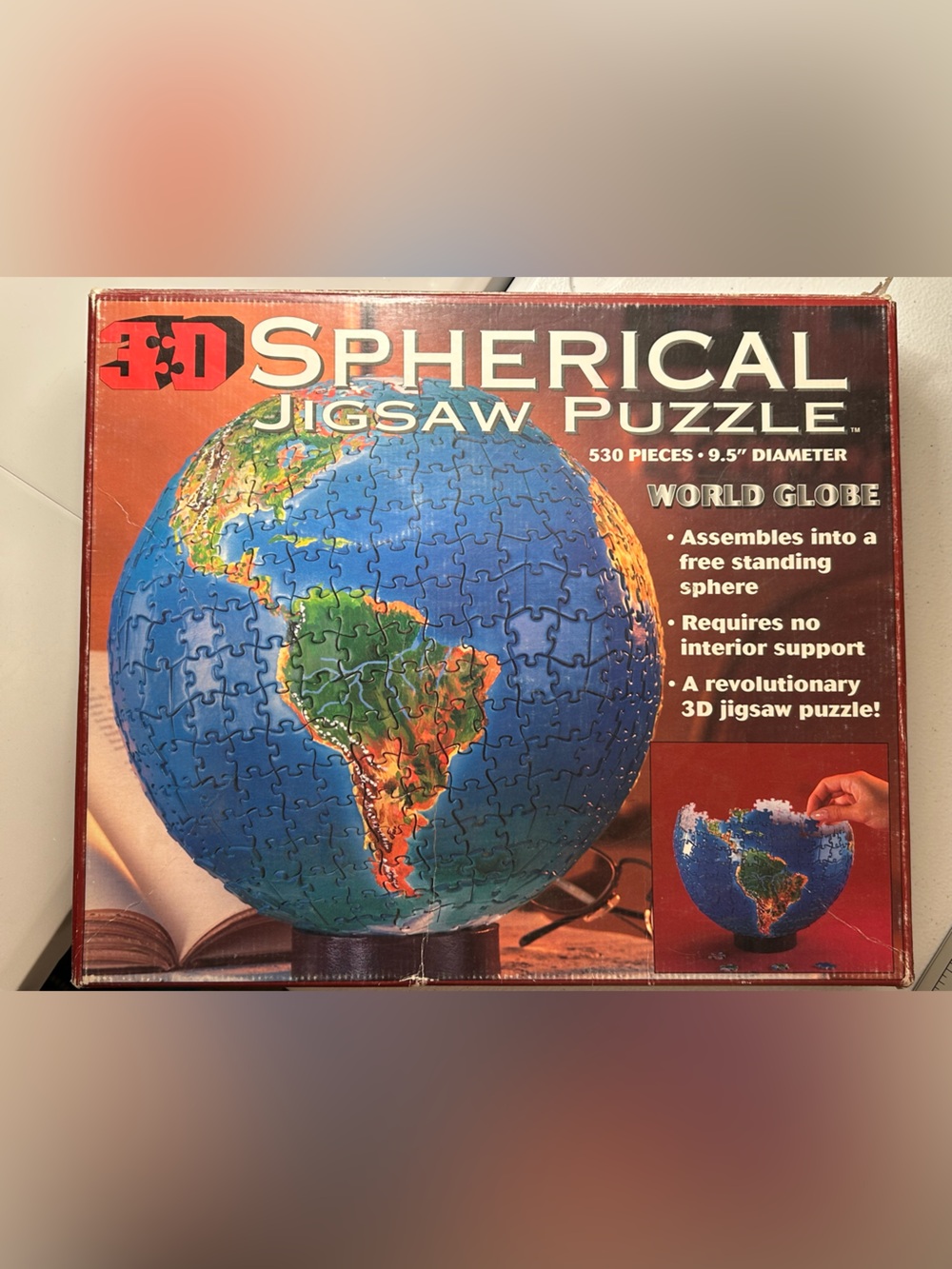 3D Spherical Jigsaw Puzzle - World Globe (Blue/Green)
